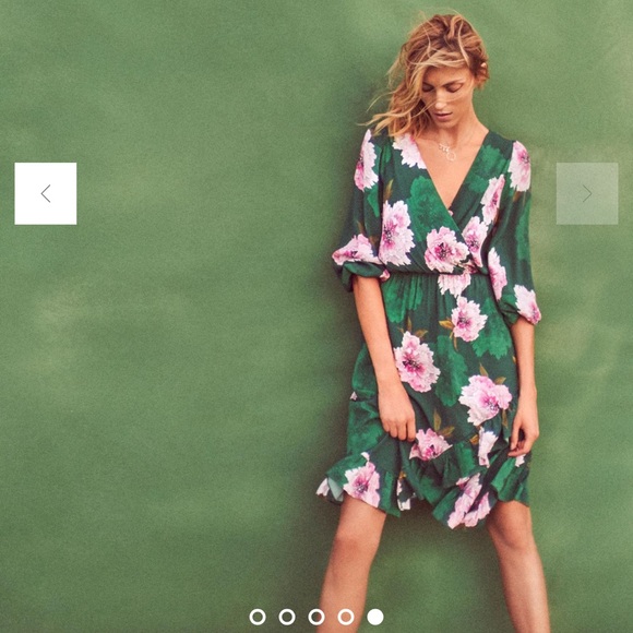 Aleah Dress Plenty by Tracy Reese Anthropologie Floral Faux Wrap Green medium - Picture 3 of 16